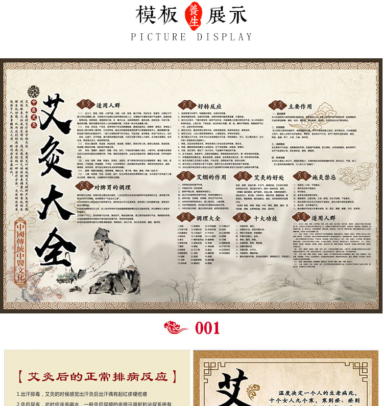 。中医挂图养生馆装饰画泥灸汗蒸刮痧宣传图片理疗店海报广告墙贴